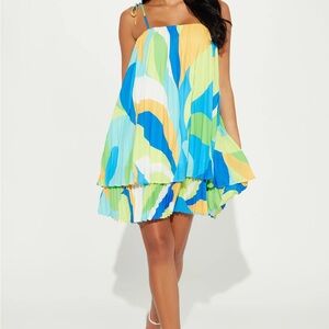 Fashion Nova Vibrant Pleated Mini Dress